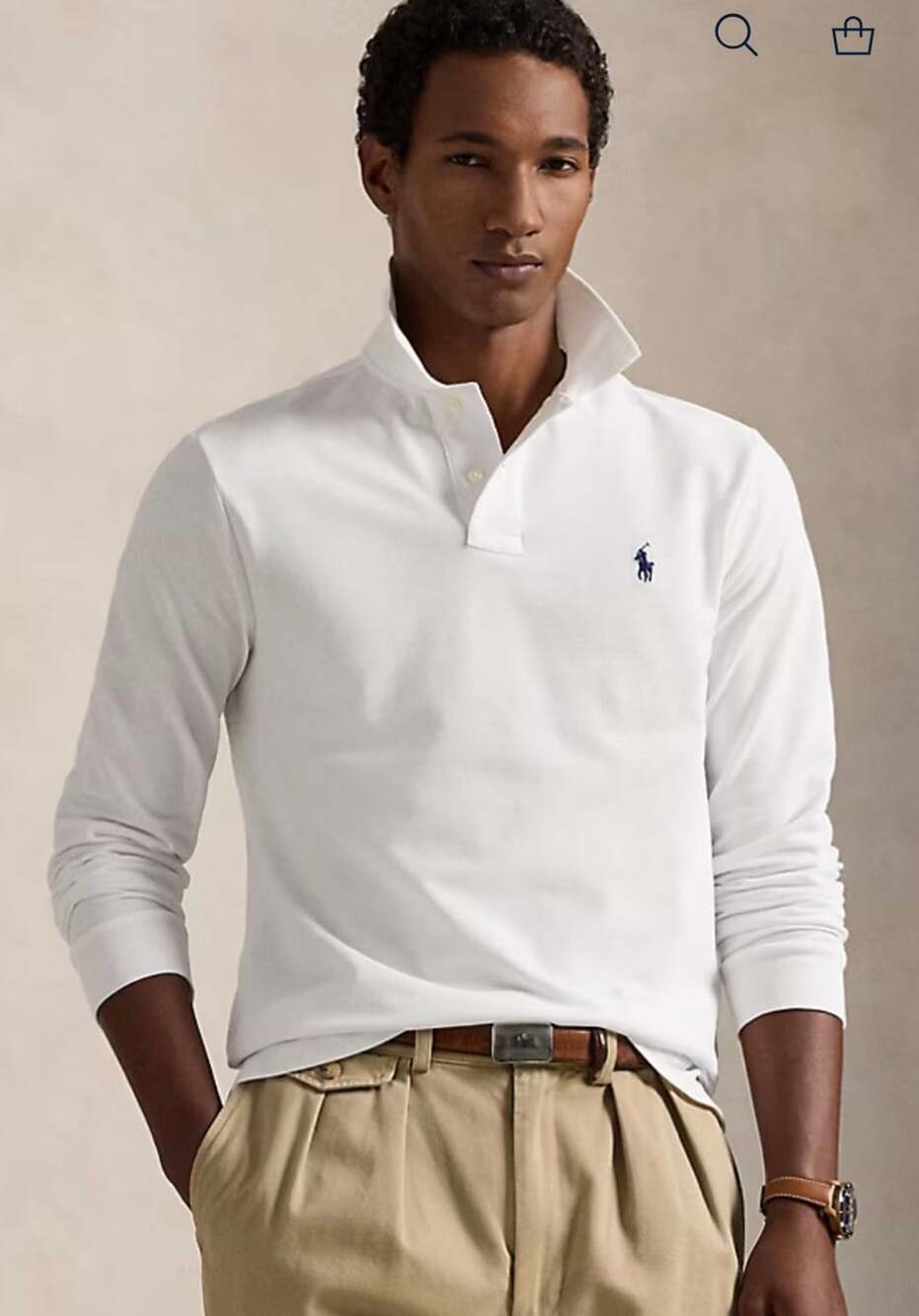 Polo Ralph Lauren Long-Sleeve Cotton Mesh Polo Shirt White
